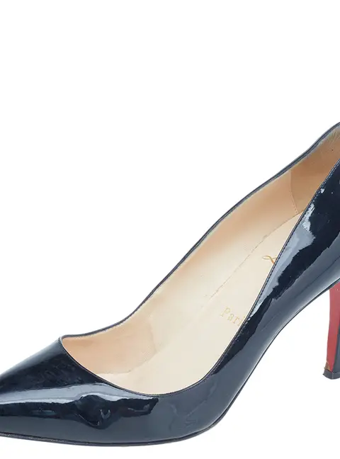 Christian Louboutin Black Patent Leather Decollete 554 Pointed Toe Pumps Size 39