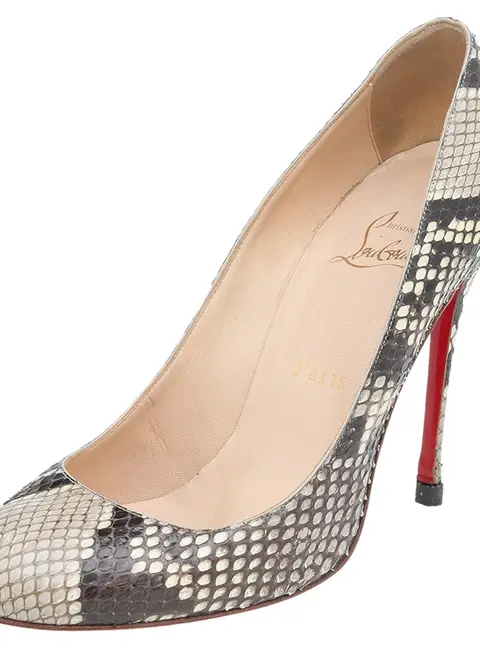 Christian Louboutin Beige-Brown Python Leather Simple Pumps Size 37