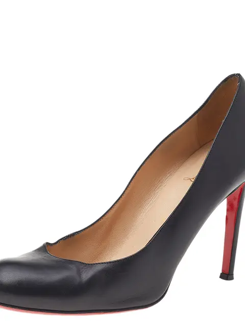 Christian Louboutin Black Leather Simple Pumps Size 38.5