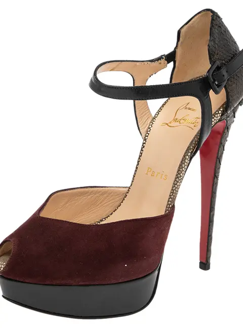 Christian Louboutin Multicolor Suede and Python No. 299 Pumps Size 39.5