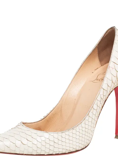 Christian Louboutin White Python So Kate Pointed toe Pumps Size 37