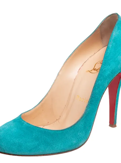 Christian Louboutin Blue Suede Simple Pumps Size 37.5