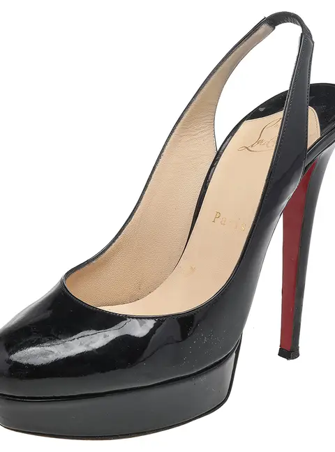 Christian Louboutin Bianca Size 38.5 Black Patent Leather Platform Pumps