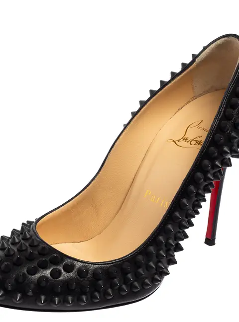 Christian Louboutin Black Leather Fifi Spikes Pumps Size 36