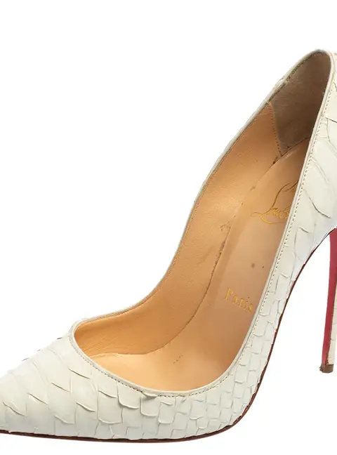 Christian Louboutin Cream Python Leather So Kate Pumps Size 35.5