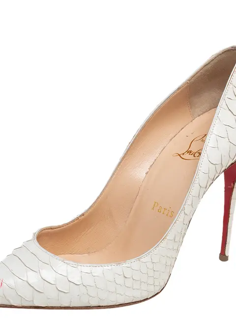 Christian Louboutin Cream Python Leather Pigalle Follies Pumps Size 37