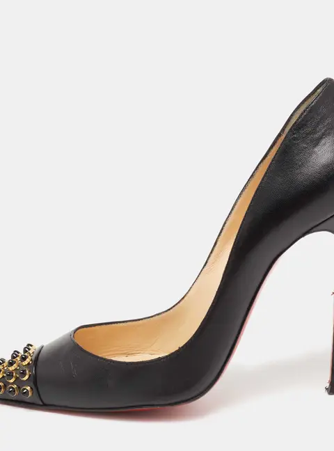 Christian Louboutin Black Leather Cabo Pumps Size 37.5