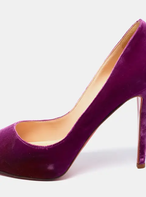 Christian Louboutin Magenta Velvet Very Prive Crystal Peep-Toe Pumps Size 40.5