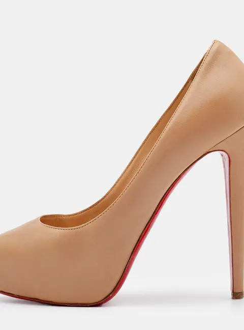 Christian Louboutin Beige Leather Miss Clichy Platform Pumps Size 37