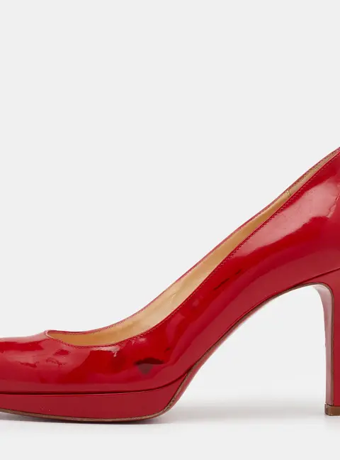 Christian Louboutin Red Patent Leather New Simple Platform Pumps Size 37