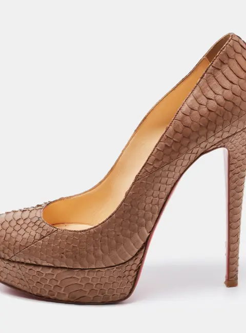 Christian Louboutin Beige Python Leather Peep Toe Pumps Size 39