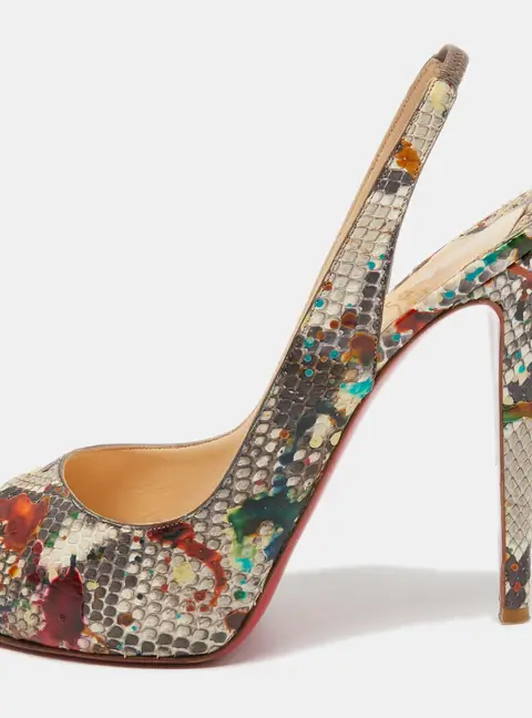 Christian Louboutin Multicolor Python No Prive Slingback Pumps Size 41