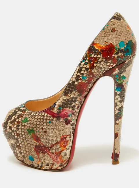Christian Louboutin Highness Size 37 Multicolor Python Leather Platform Pumps