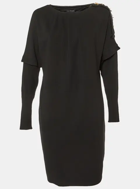 Class by Roberto Cavalli Black Jersey Panelled Knee-Length Dress M