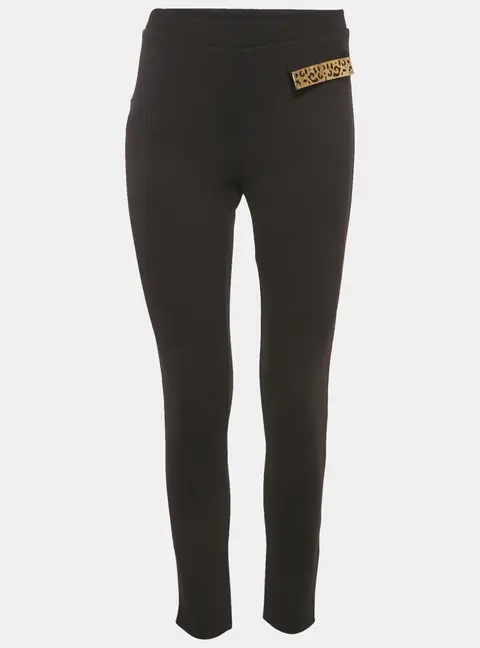 Class by Roberto Cavalli Black Gabardine Pocket Detail Leggings M
