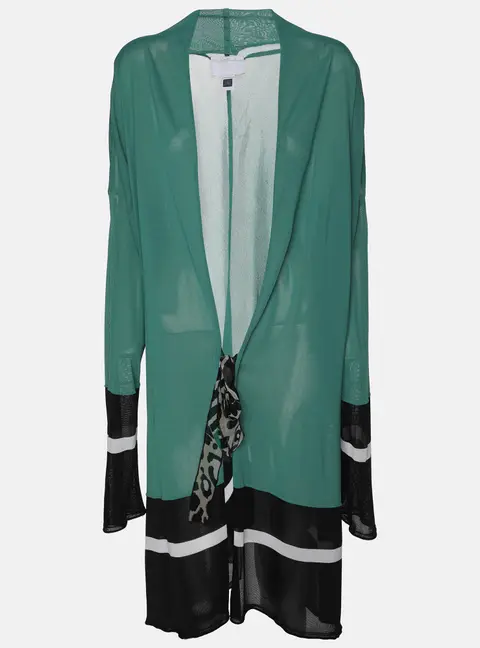 Class by Roberto Cavalli Green/Black Knit Open Long Cardigan S