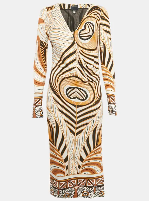 Class by Roberto Cavalli White Printed Jersey Midi Dress L