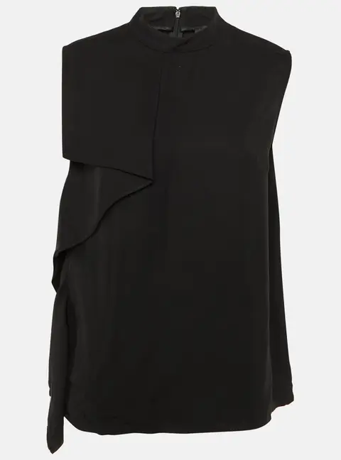 Class by Roberto Cavalli Black Crepe Draped Sleeveless Top L