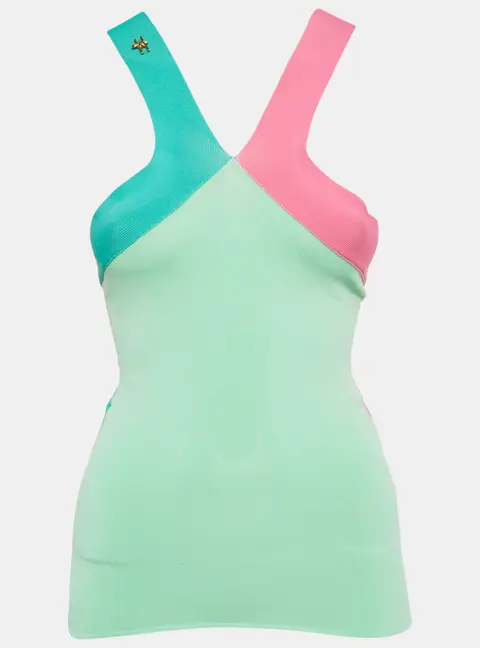 Class by Roberto Cavalli Green Ribbed Tank Top S