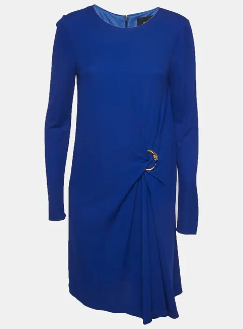 Class by Roberto Cavalli Blue Crepe Snake Metal Detail Midi Dress M