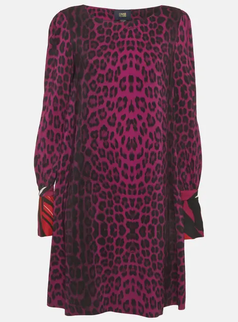 Cavalli Class Purple Printed Stretch Crepe Shift Dress M