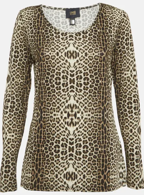 Class by Roberto Cavalli Brown Leopard Print Jersey Top M