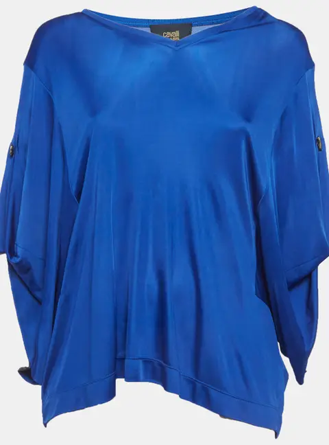 Class by Roberto Cavalli Blue Jersey Dolman Sleeves Top M