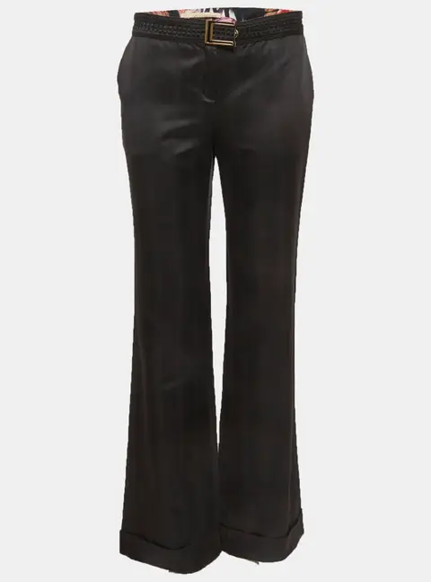 Class by Roberto Cavalli Black Satin Straight Fit Trousers M