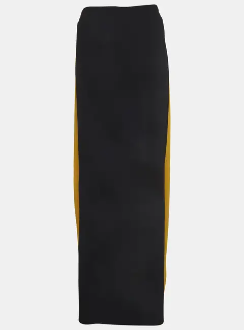 Class by Roberto Cavalli Black/Yellow Synthetic Pleated Paneled Maxi Skirt L