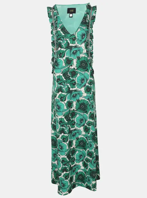 Class by Roberto Cavalli Green Floral Print Jersey Sleeveless Maxi Dress L