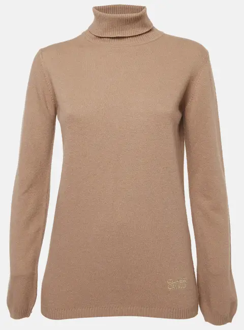 Class by Roberto Cavalli Tan Knit Turtle Neck Sweater L