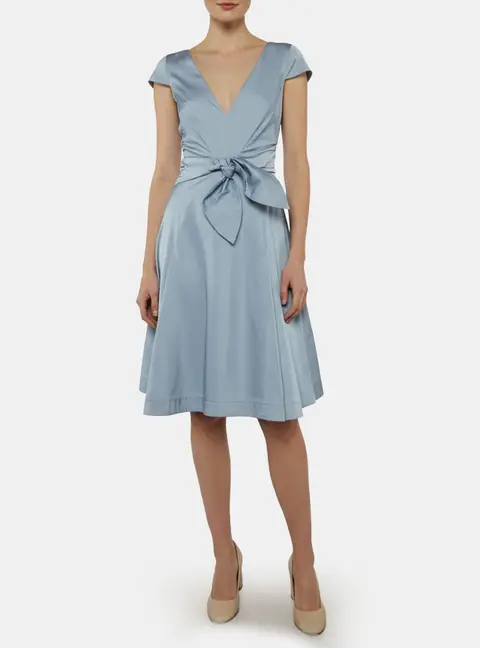 Class by Roberto Cavalli Blue Satin A-line Midi Dress S