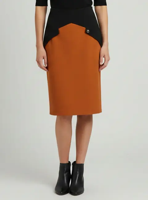 Class by Roberto Cavalli Orange/Black Jersey Midi Skirt M