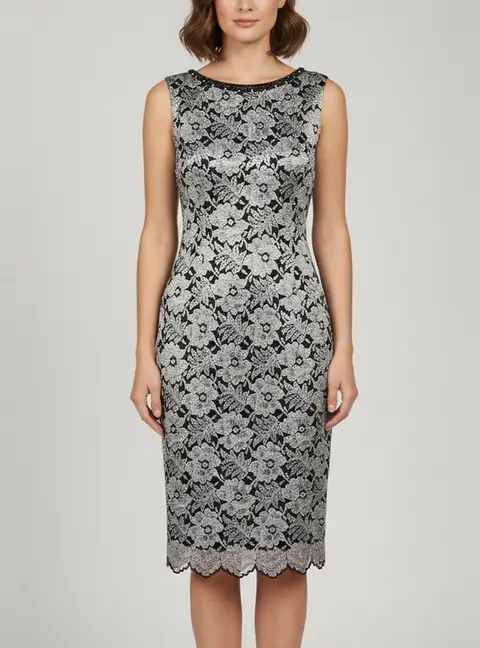 Class by Roberto Cavalli Grey Floral Lace Jacquard Bateau Neck Dress S