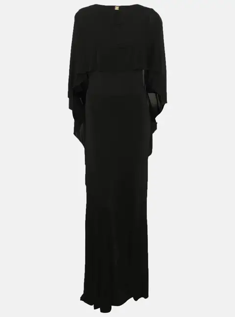 Class Cavalli Black Jersey Caped Maxi Dress S