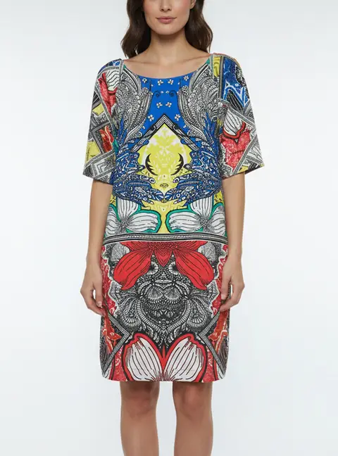 Class by Roberto Cavalli Multicolor Printed Satin Short Dress L