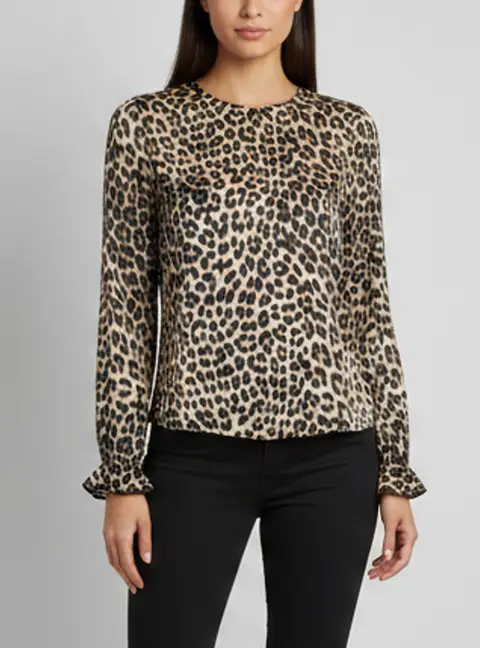 Class by Roberto Cavalli Brown Leopard Print Long Sleeve Top XS