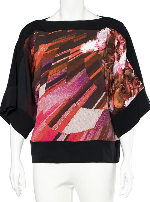 Class by Roberto Cavalli Multicolored Printed Crepe Blouse M