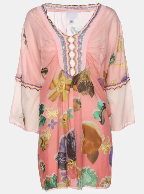 Class by Roberto Cavalli Multicolor Floral Print Chiffon Tunic Blouse M