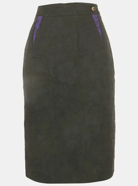 Class by Roberto Cavalli Black Floral Jacquard Pencil Skirt L