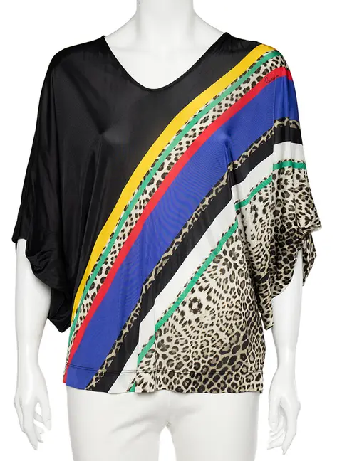 Class by Roberto Cavalli Multicolor Printed Jersey Oversized Top M