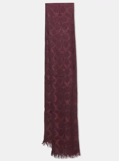 Coach Purple Signature Wool Blend Scarf