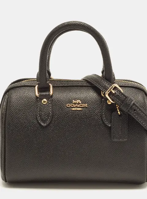 Coach Rowan Mini Black Leather Satchel