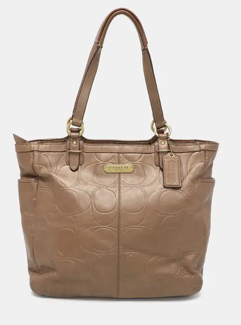 Coach Brown Embossed Leather South Tote