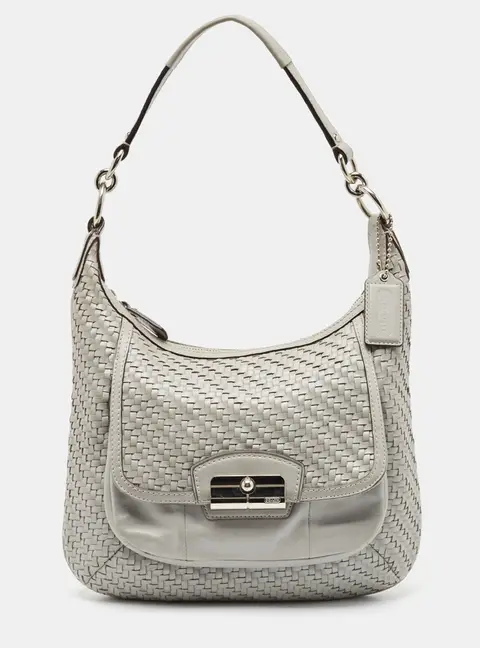 Coach Grey Woven Leather Kristin Hobo