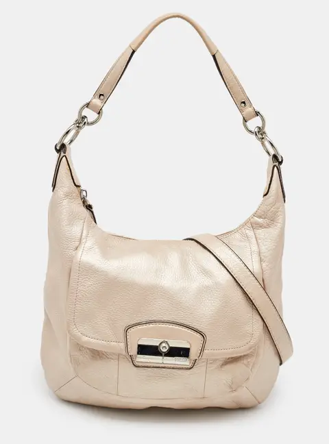 Coach Metallic Beige Leather Kristin Hobo