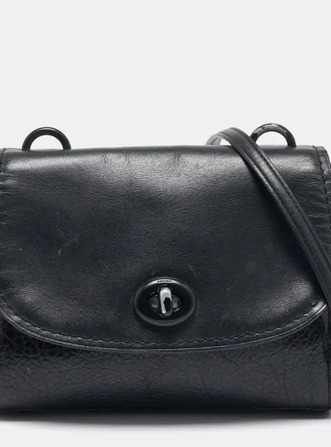 Coach Black Leather and Suede Faye Crossbody Bag