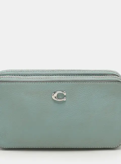 Coach Green Leather Kira Double Zip Crossbody Bag