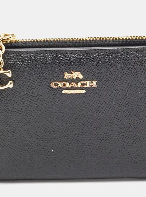 Coach Black Leather Compact Wallet