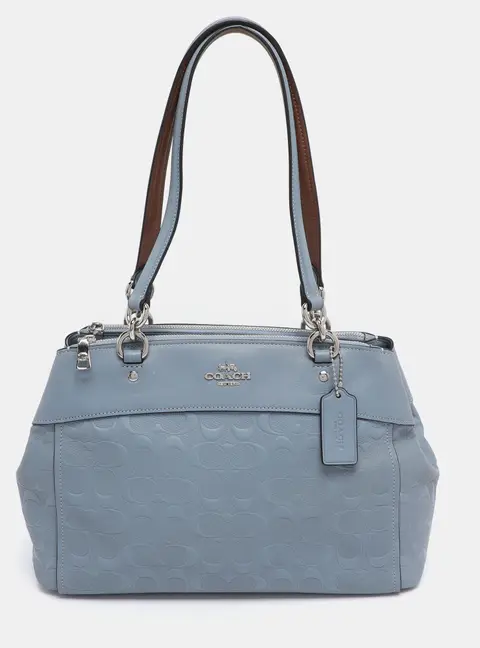Coach Light Blue Signature Leather Mini Brooke Carryall Satchel